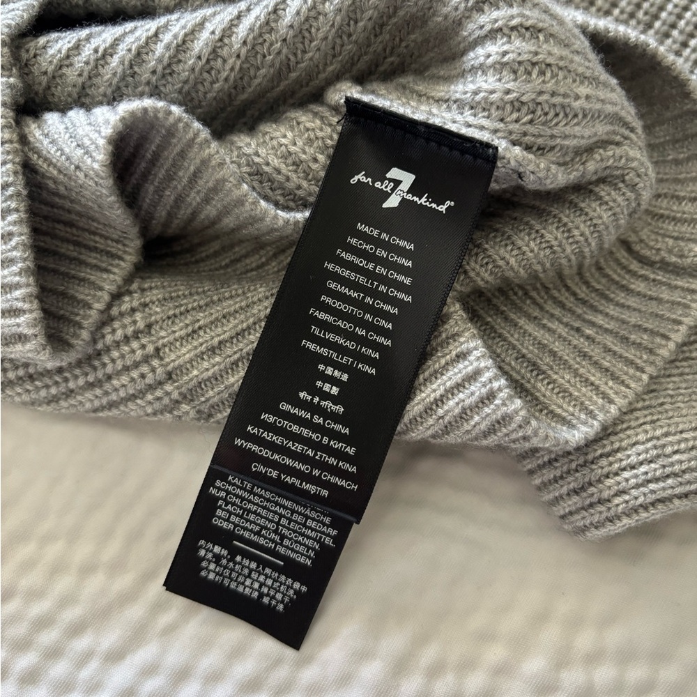 7 for all Mankind Gray Ribbed Ruffle Sweater - Picture 9 of 9